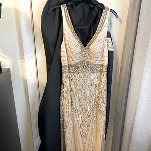 Sue Wong formal beaded dress - color: champagne size: 8